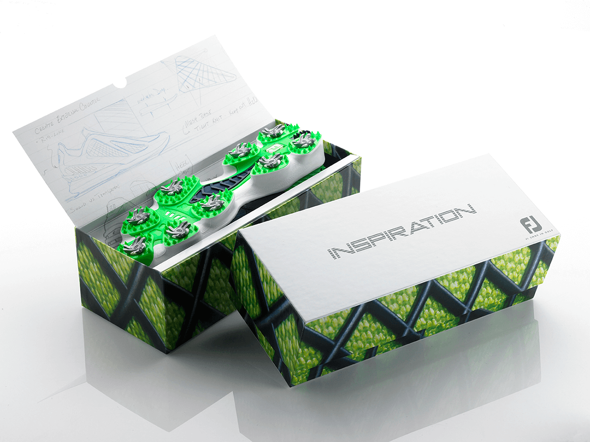 Base and Lid with Insert Custom Mailer Box for Footjoy with collateral