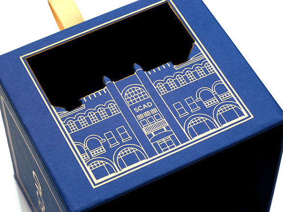 creative packaging design blue box for SCAD