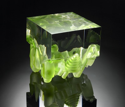 green cube art, modern art sculpture, marty doyle photography