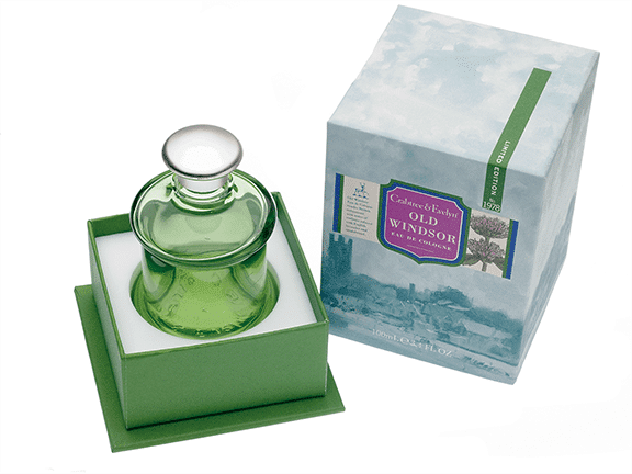 base and lid with insert box style cologne packaging for Crabtree and Evelyn