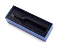 die cut flocked foam insert, blue box with black foam